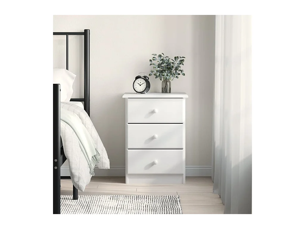 Giulia  Table de chevet ALTA blanc 41x35x55,5 cm bois de pin massif