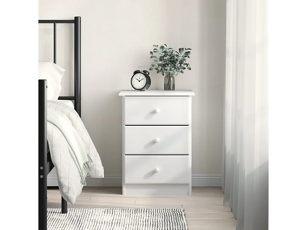 Giulia  Table de chevet ALTA blanc 41x35x55,5 cm bois de pin massif