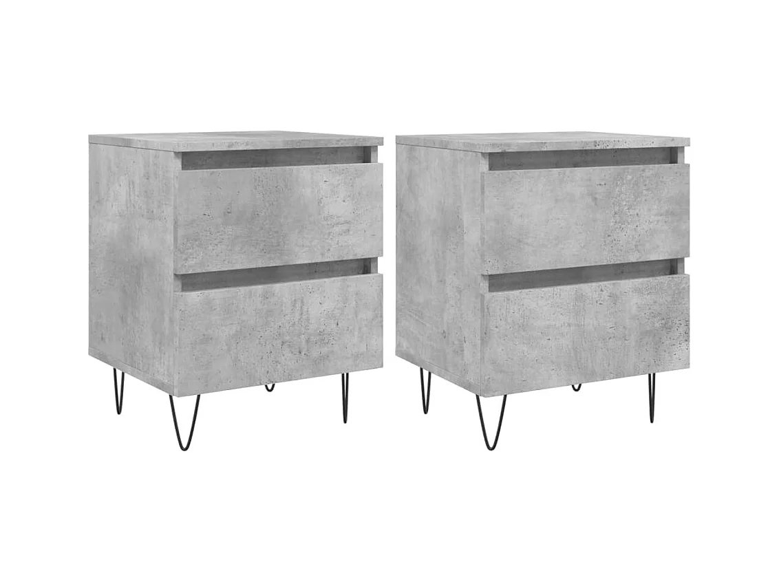 Charlie Cole  Tables de chevet 2 pcs gris béton 40x35x50 cm bois d’ingénierie