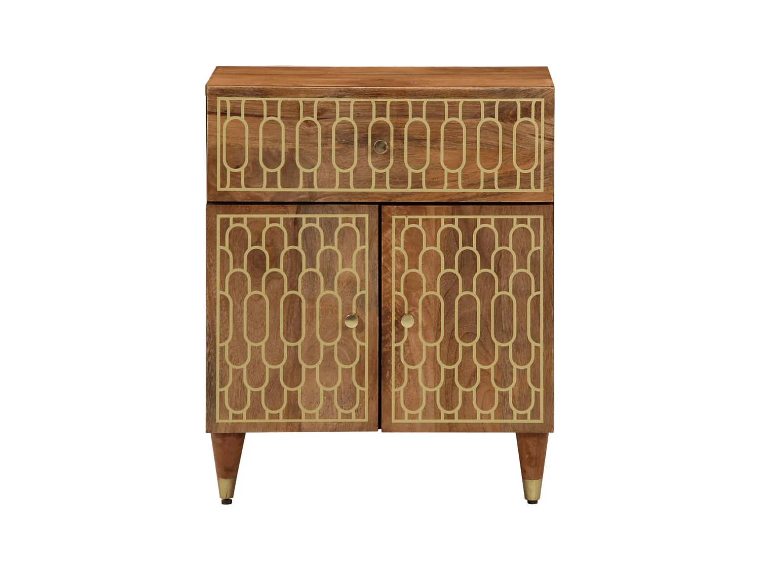 Wylar  Comodino 50x33x60 cm in Legno Massello di Mango