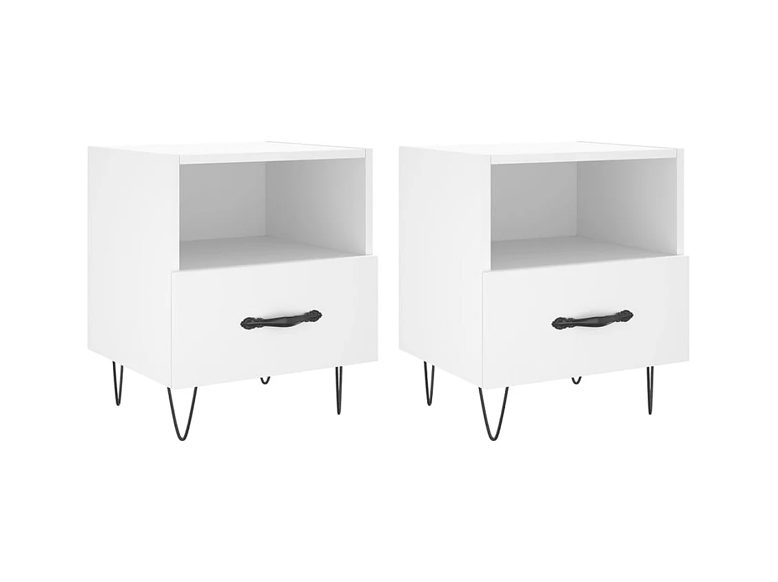 Joshua Tree  Tables de chevet 2 pcs blanc 40x35x47,5 cm bois d’ingénierie