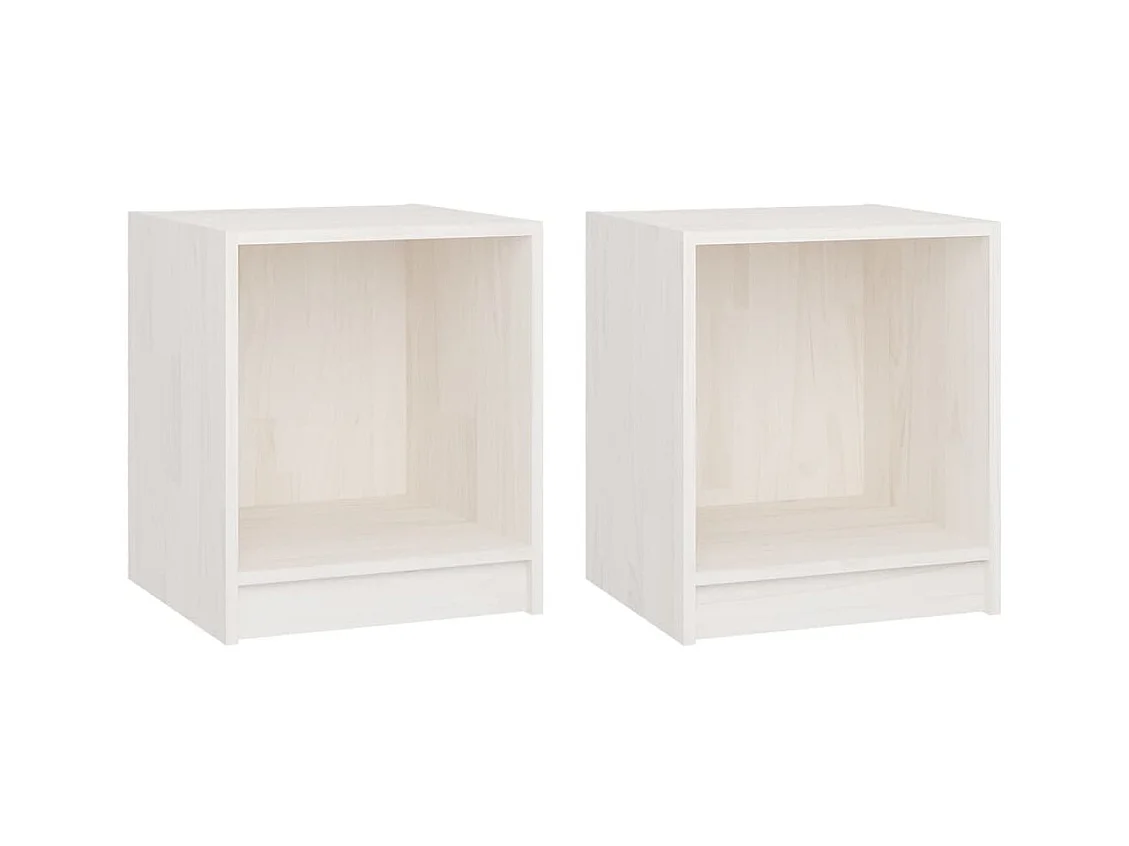 Liam Kyle  Tables de chevet 2 pcs Blanc 35,5x33,5x41,5 cm Pin massif