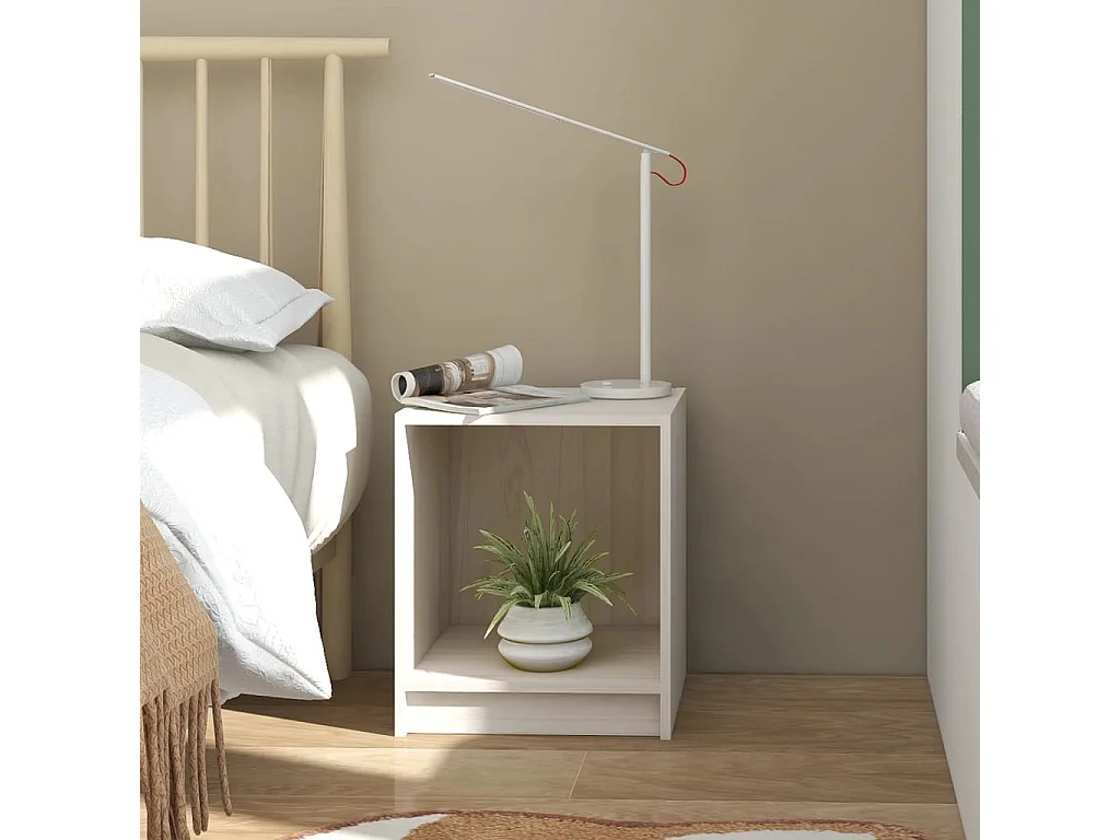 Liam Kyle  Tables de chevet 2 pcs Blanc 35,5x33,5x41,5 cm Pin massif