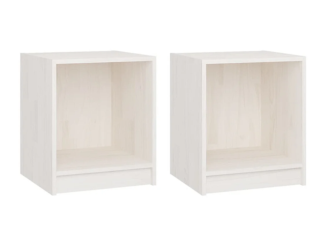 Liam Kyle  Tables de chevet 2 pcs Blanc 35,5x33,5x41,5 cm Pin massif