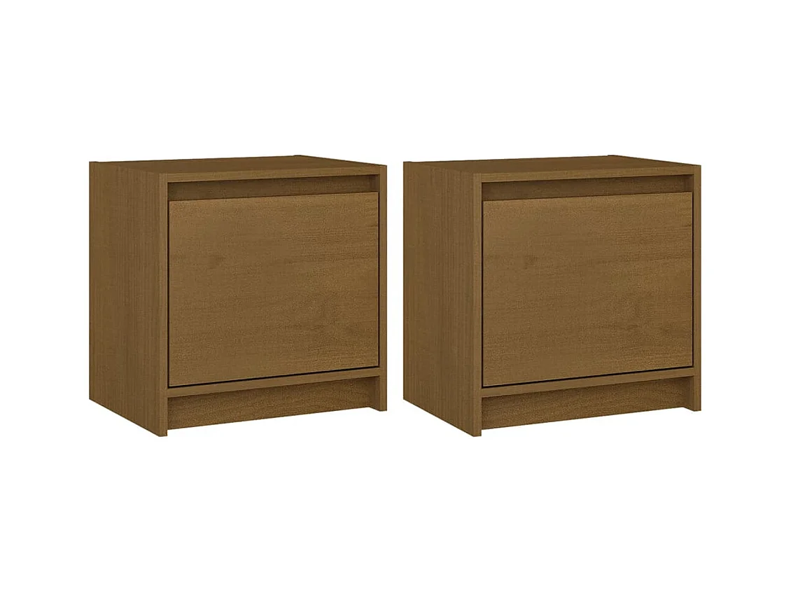 Assaria  Tables de chevet 2 pcs Marron miel 40x30,5x40 cm Bois de pin