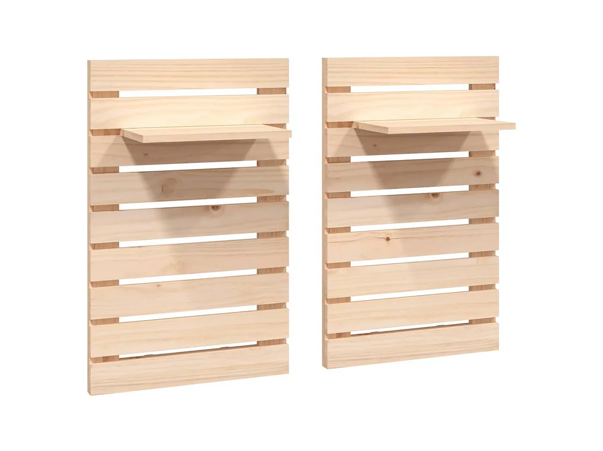 Abdeslam  Étagères de chevet murales 2 pcs Bois de pin massif
