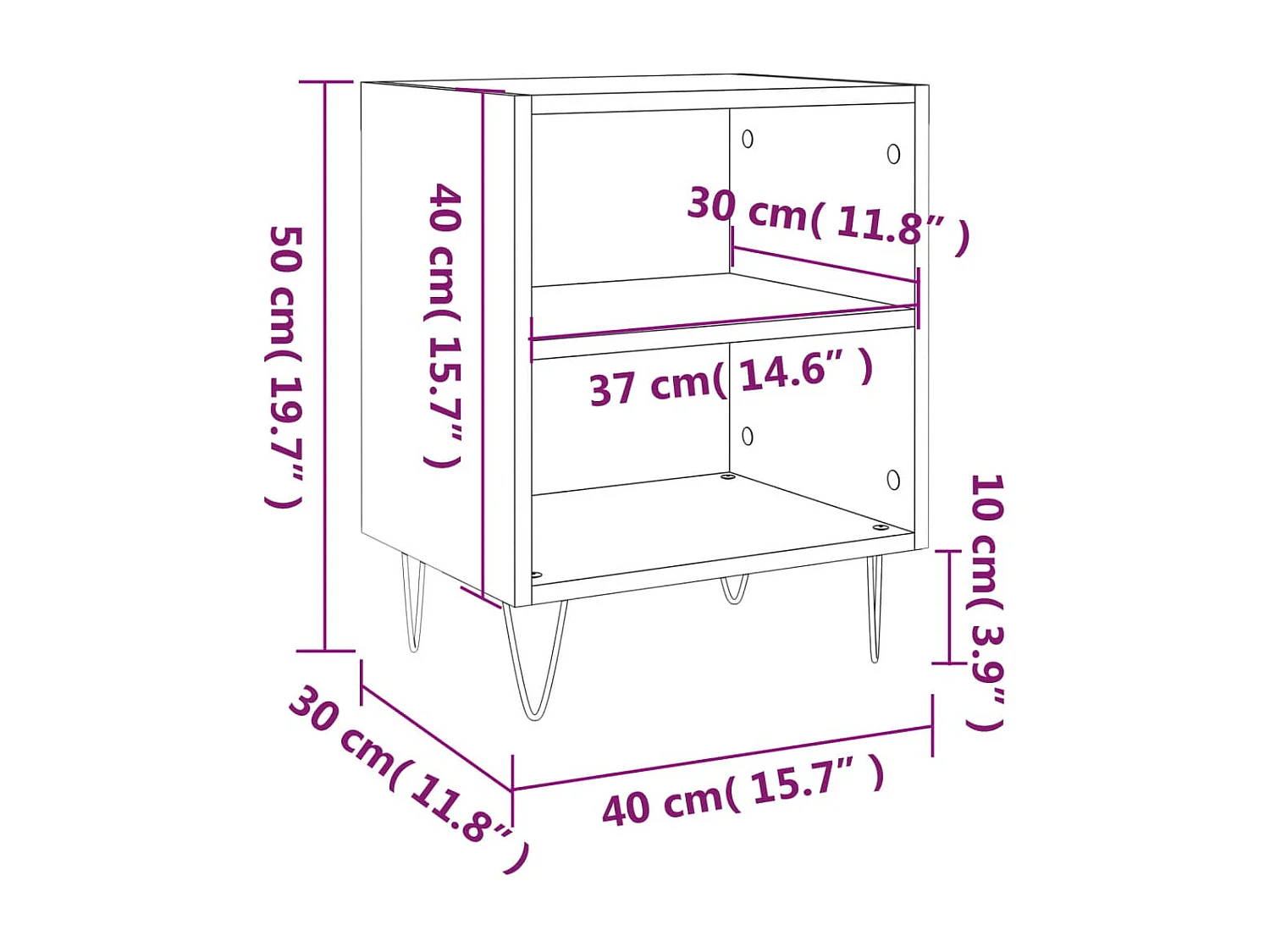 Urond  Tables de chevet 2 pcs sonoma gris 40x30x50cm bois d'ingénierie