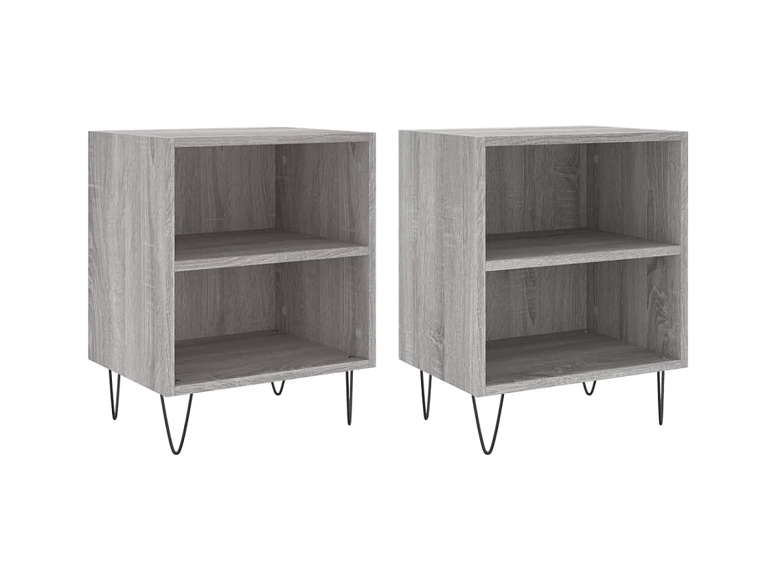 Urond  Comodini Grigio Sonoma 2 pz 40x30x50 cm in Legno Multistrato