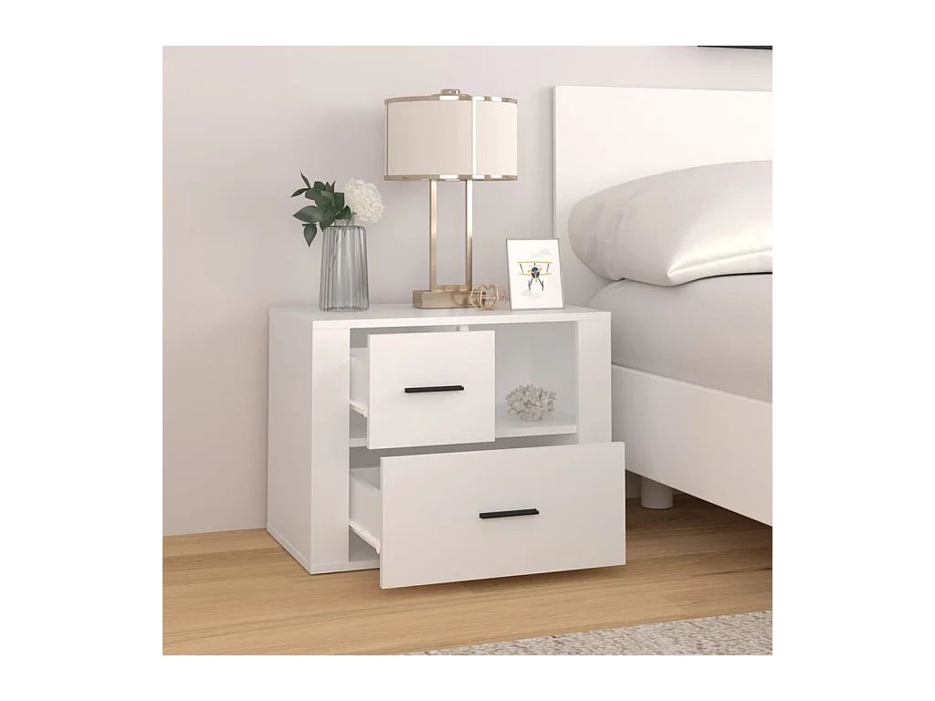 Sybe  Table de chevet Blanc 60x36x45 cm Bois d'ingénierie