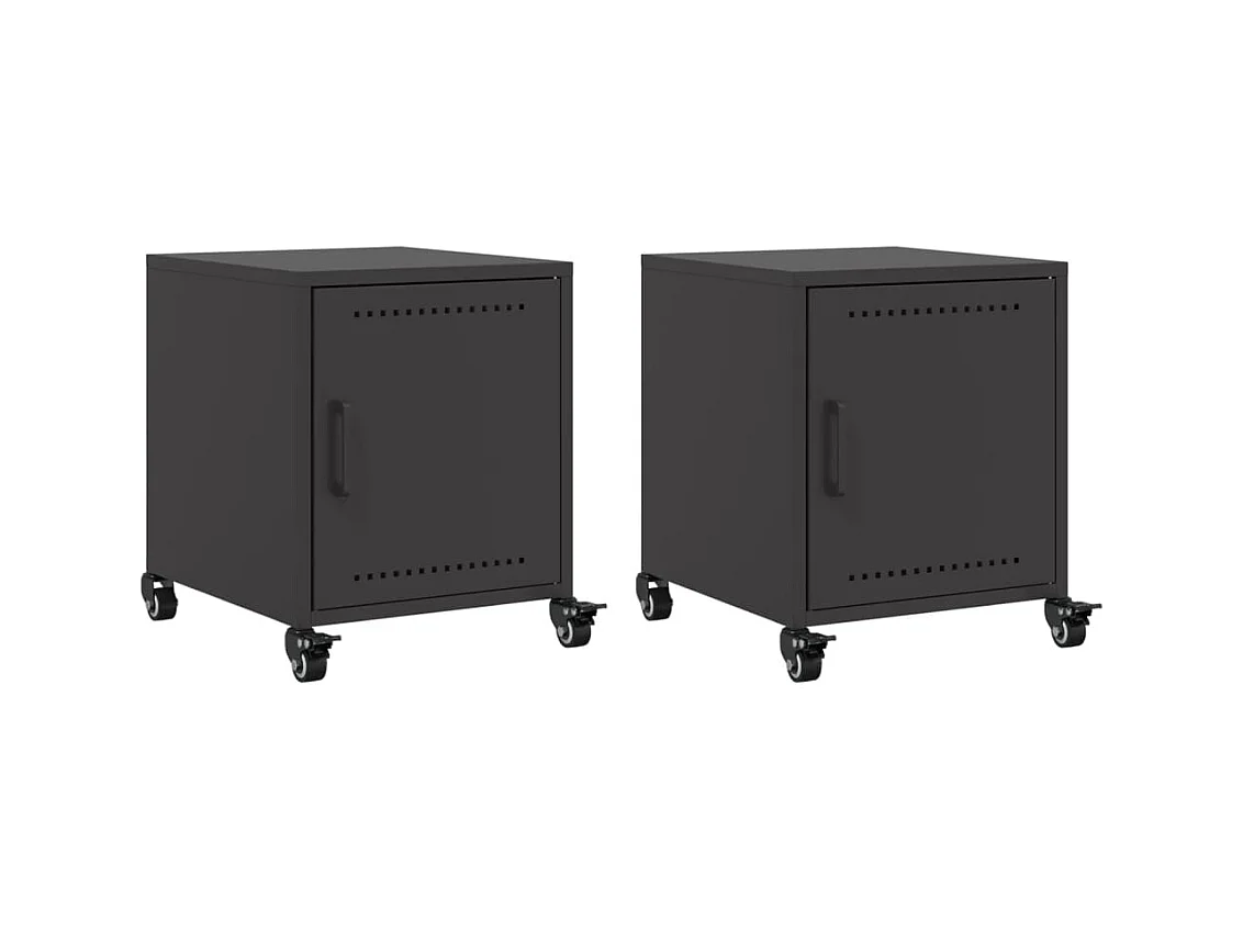 Crestline  Tables de chevet 2 pcs noir 36x39x43,5 cm acier