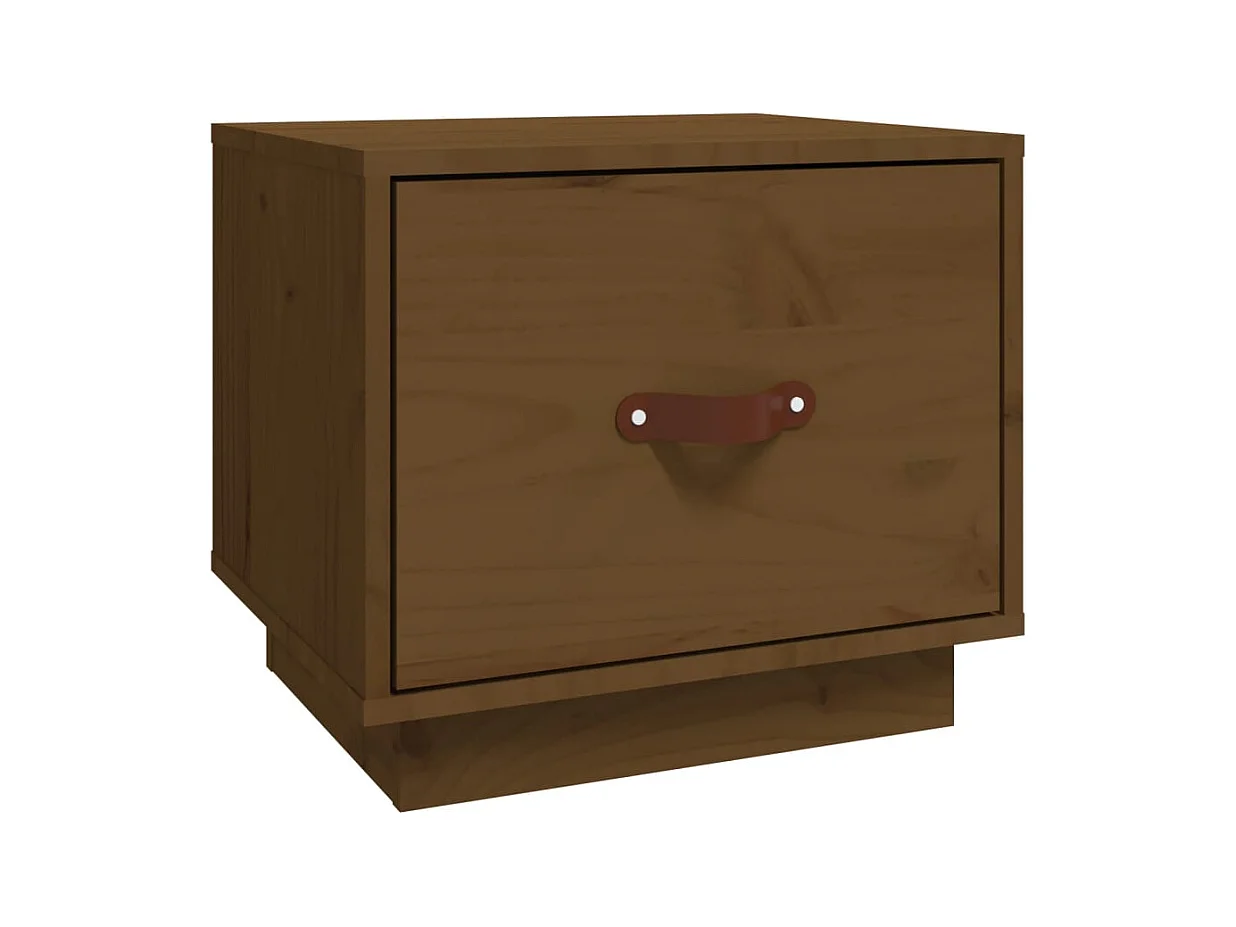 Ballston Lake  Mesita de noche madera maciza de pino marrón miel 40x34x35 cm