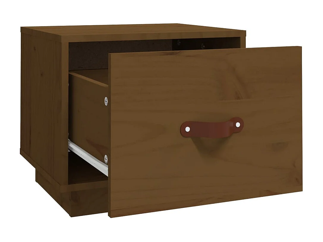 Ballston Lake  Mesita de noche madera maciza de pino marrón miel 40x34x35 cm