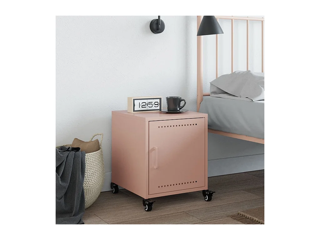 Crestline  Table de chevet rose 36x38,5x43,5 cm acier