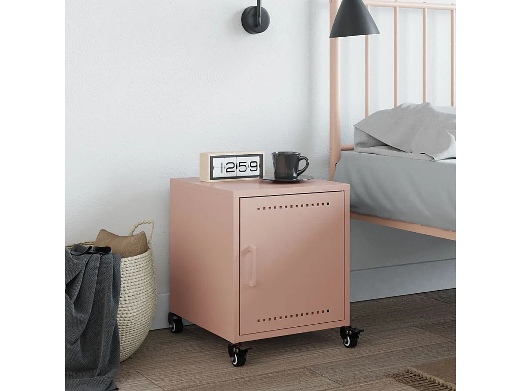 Crestline  Table de chevet rose 36x38,5x43,5 cm acier