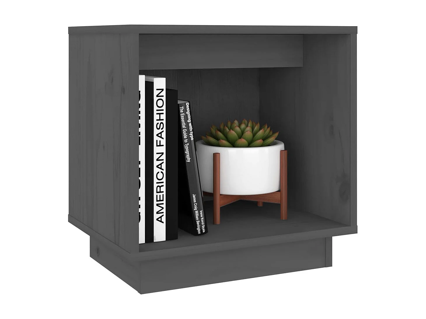 Kani  Table de chevet Gris 40x30x40 cm Bois de pin solide