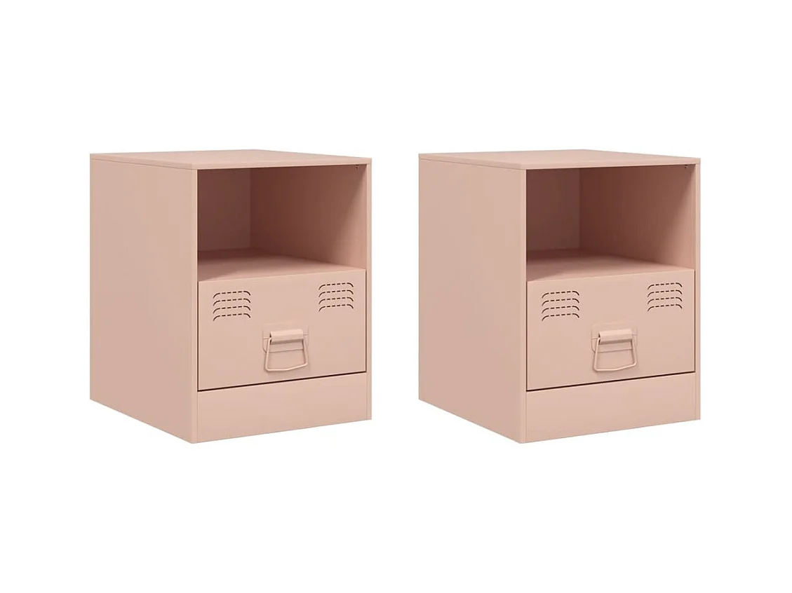 Elthor  Tables de chevet 2 pcs rose 34,5x39x44 cm acier