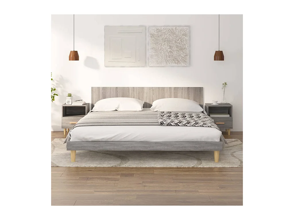 Nieuw-Beijerland  Tables de chevet 2 pcs Sonoma gris 40x35x47 cm