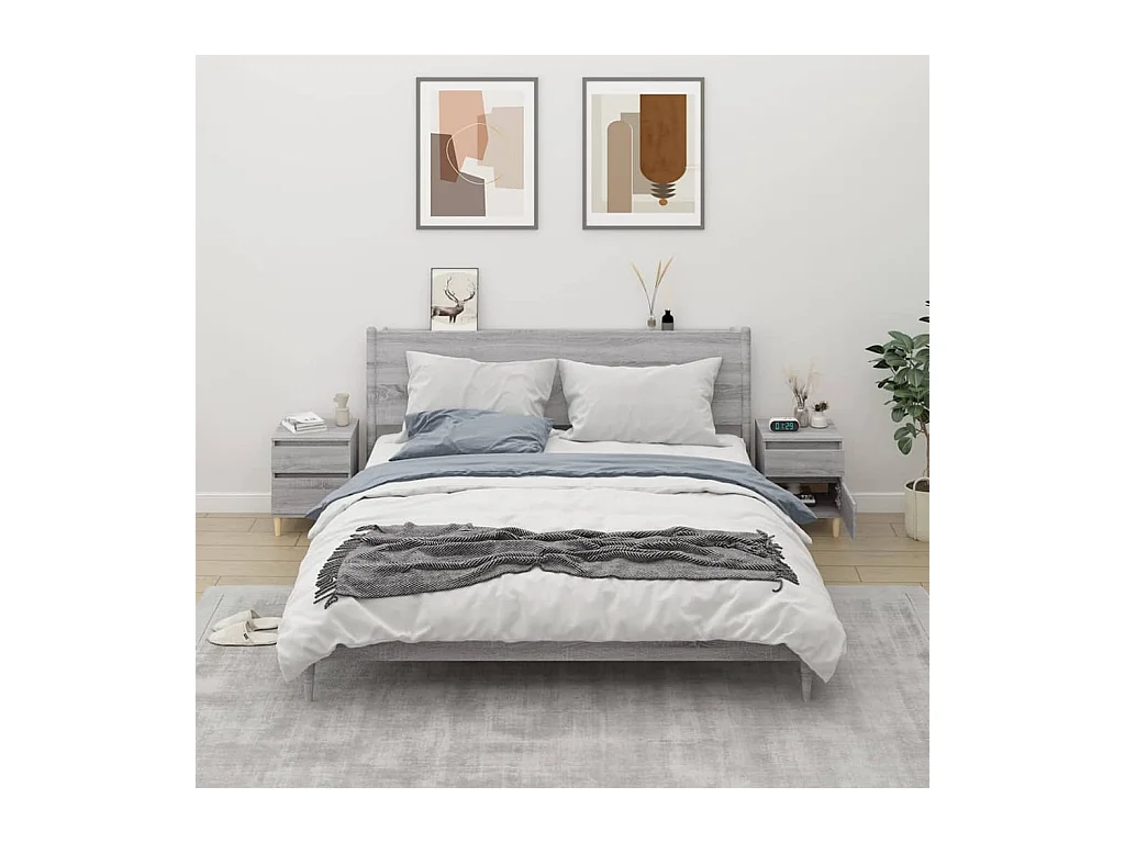 Montmorency  Tables de chevet 2 pcs Sonoma gris 40x35x50 cm