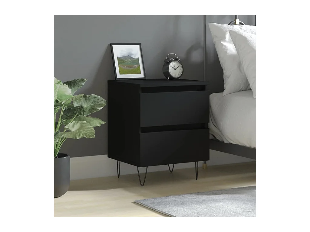 Charlie Cole  Table de chevet Noir 40x35x50 cm Bois d’ingénierie