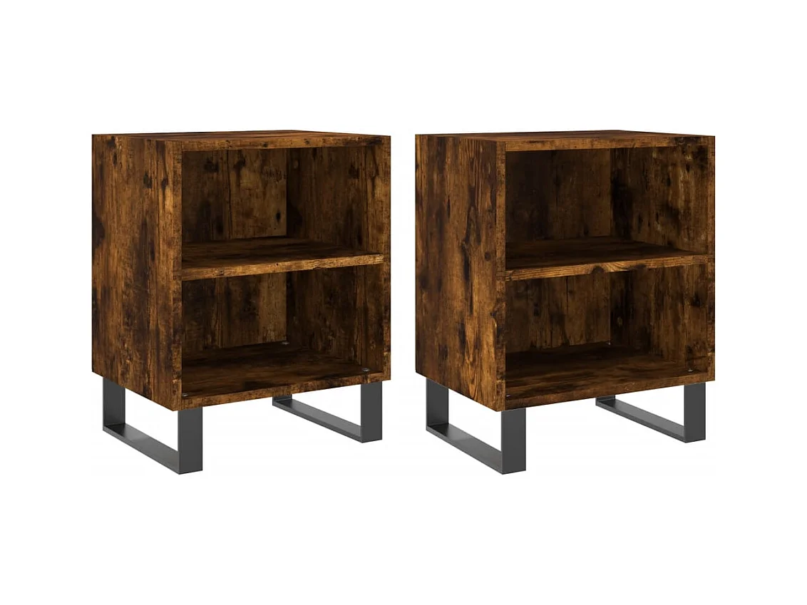 Tuncay  Tables de chevet 2 pcs chêne fumé 40x30x50 cm bois d'ingénierie