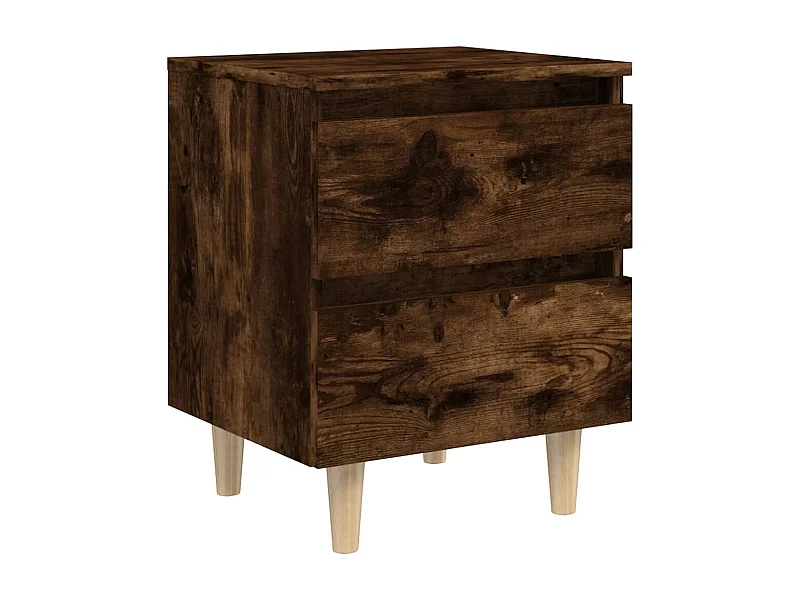 Kutztown  Table de chevet avec pieds en bois Chêne fumé 40x35x50 cm