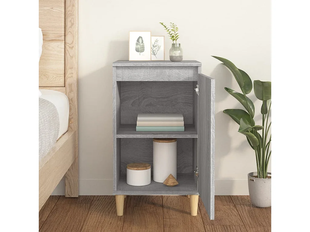 Samir  Table de chevet sonoma gris 40x35x70 cm bois d'ingénierie