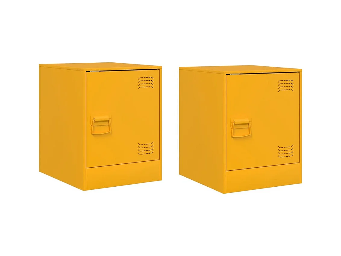Dewy  Tables de chevet 2 pcs jaune moutarde 34,5x39x44 cm acier