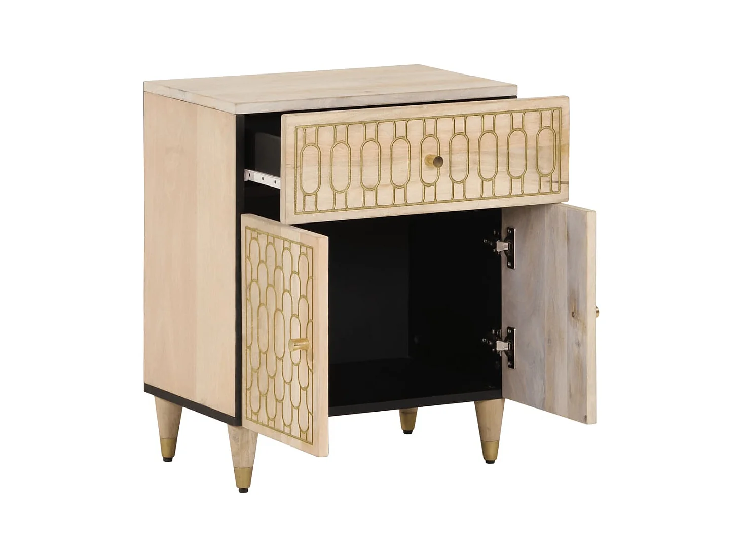 Wylar  Comodino 50x33x60 cm in Legno Massello di Mango