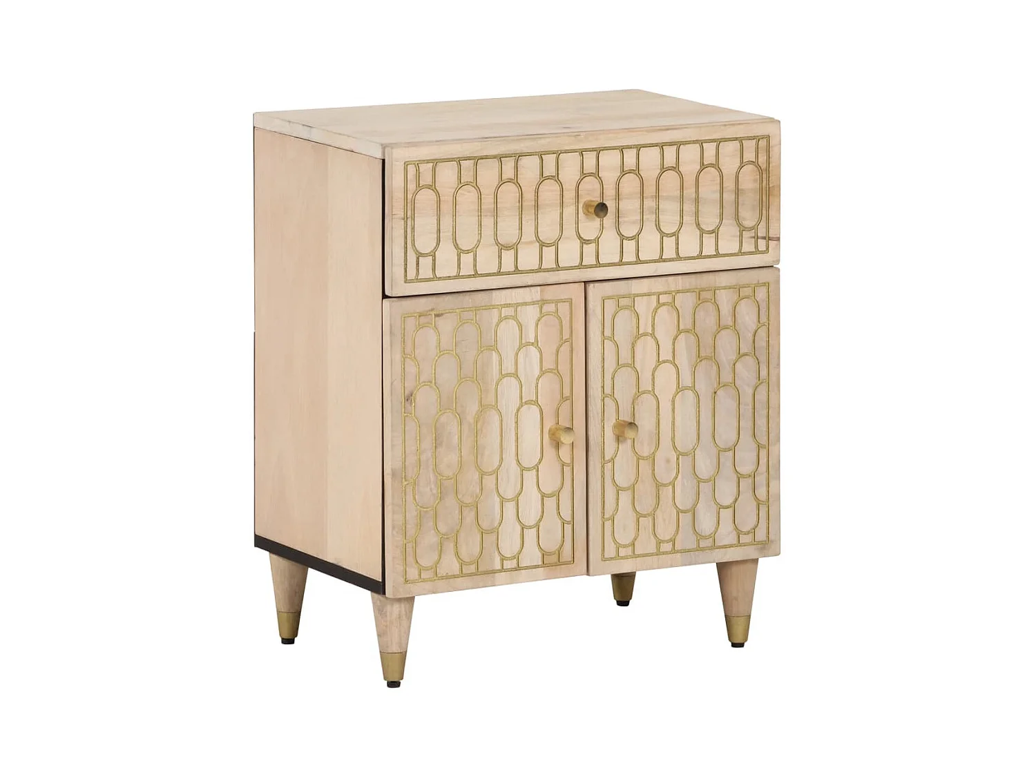 Wylar  Comodino 50x33x60 cm in Legno Massello di Mango