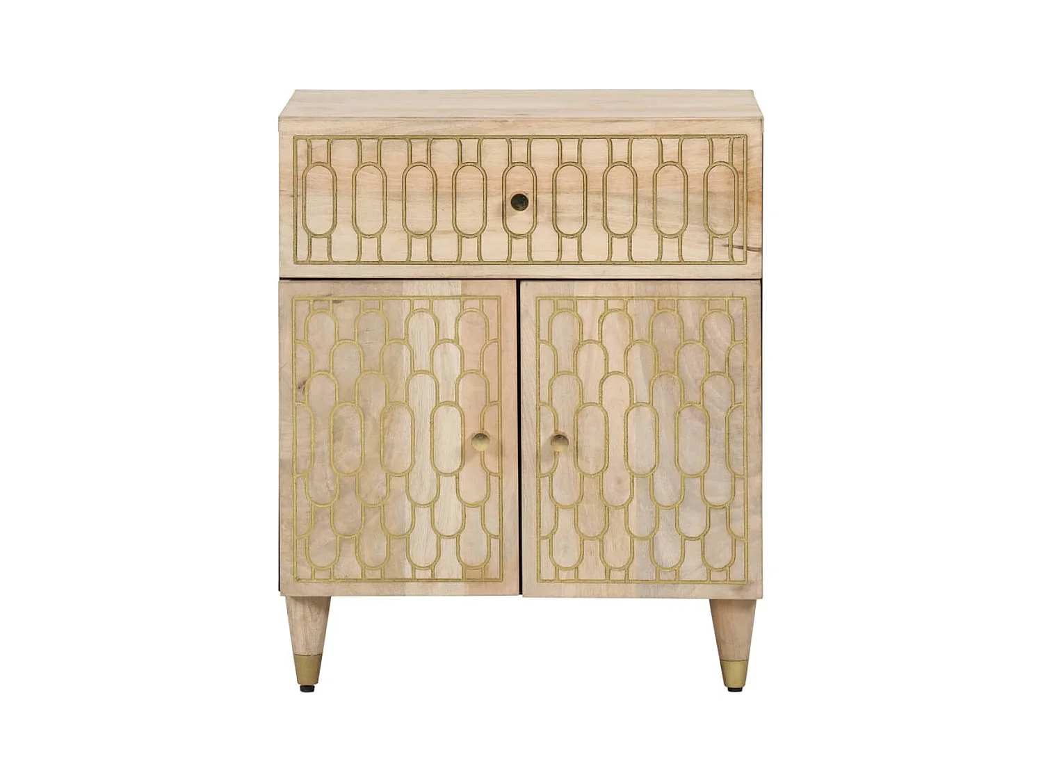 Wylar  Comodino 50x33x60 cm in Legno Massello di Mango