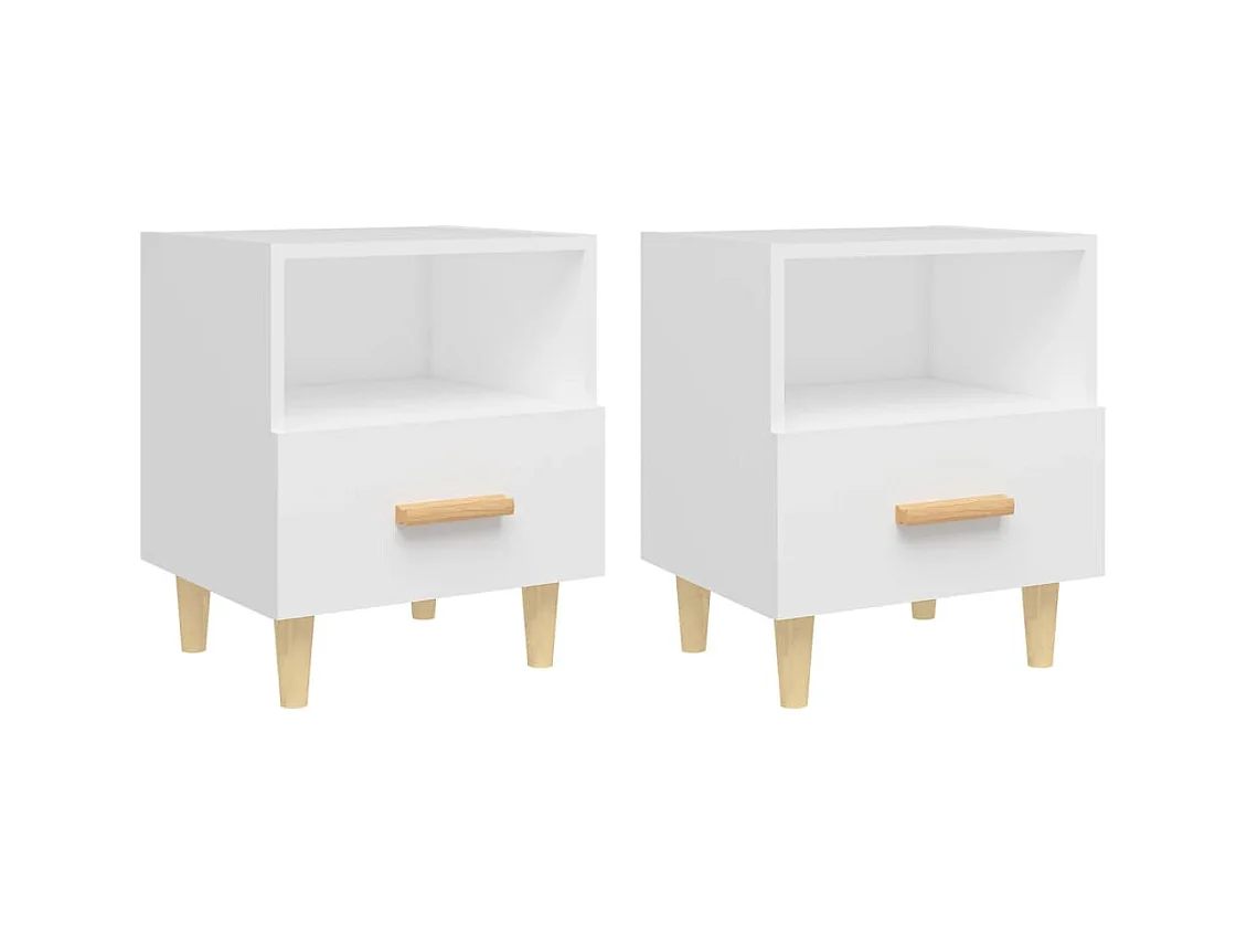 Nieuw-Beijerland  Tables de chevet 2 pcs Blanc 40x35x47 cm