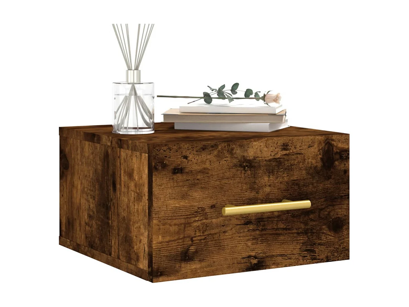 Nylo  Table de chevet murale chêne fumé 35x35x20 cm