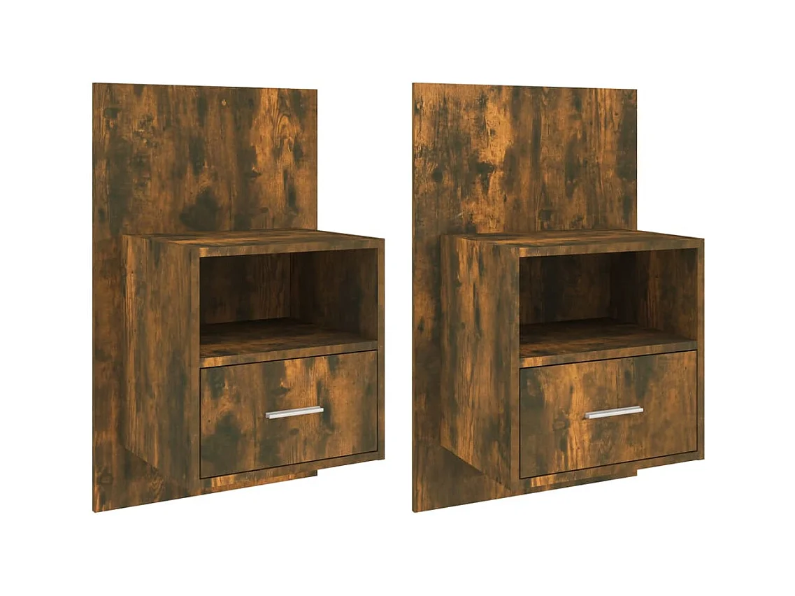 Bella Marie  Tables de chevet murales 2 pcs Chêne fumé