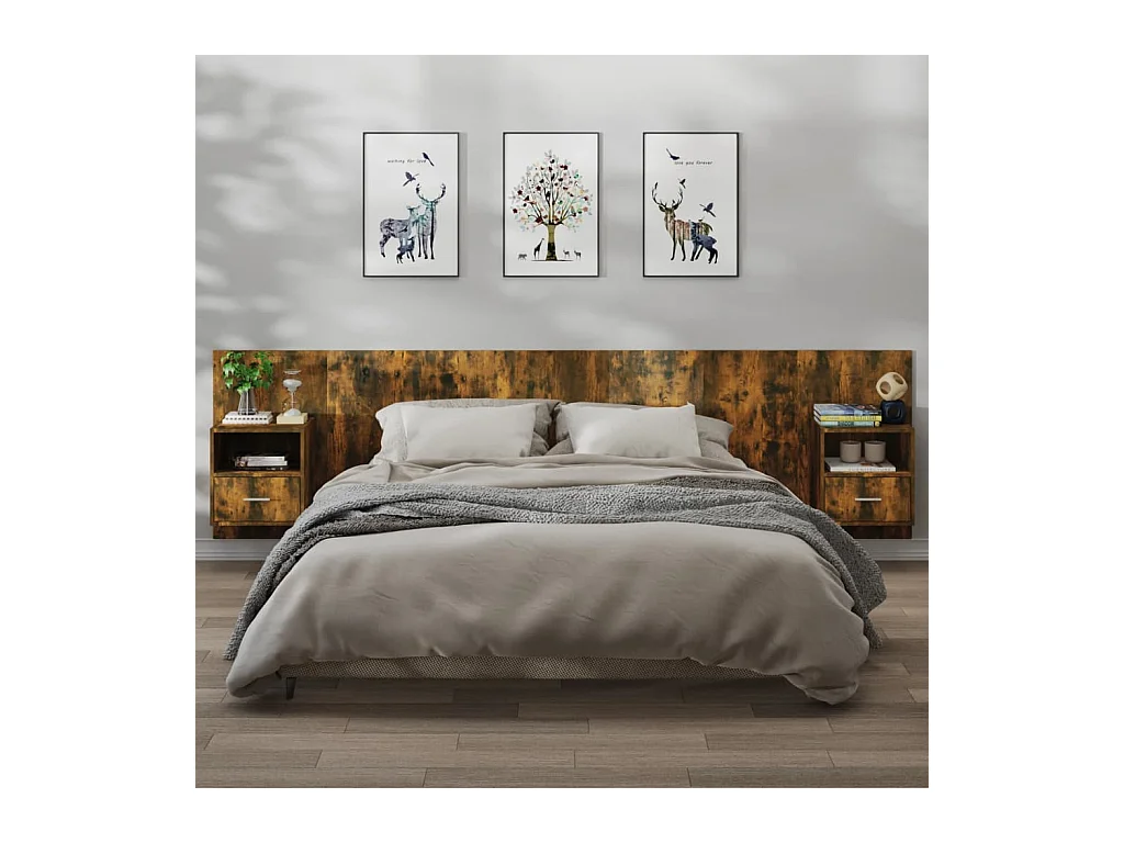 Bella Marie  Tables de chevet murales 2 pcs Chêne fumé