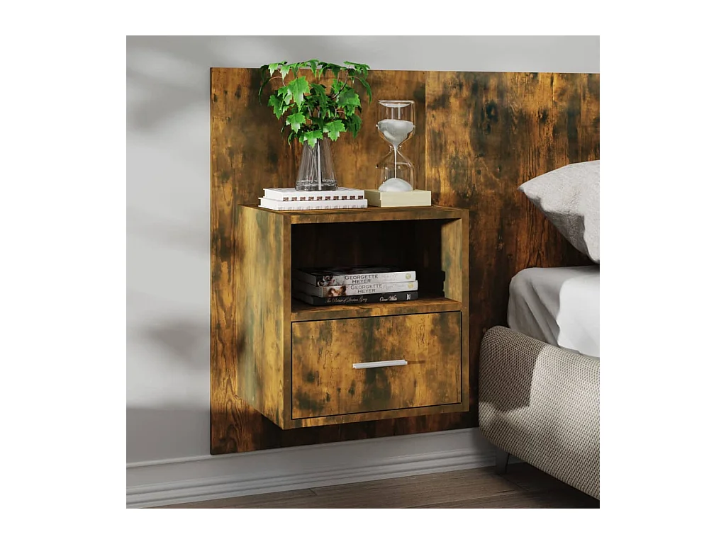 Bella Marie  Tables de chevet murales 2 pcs Chêne fumé