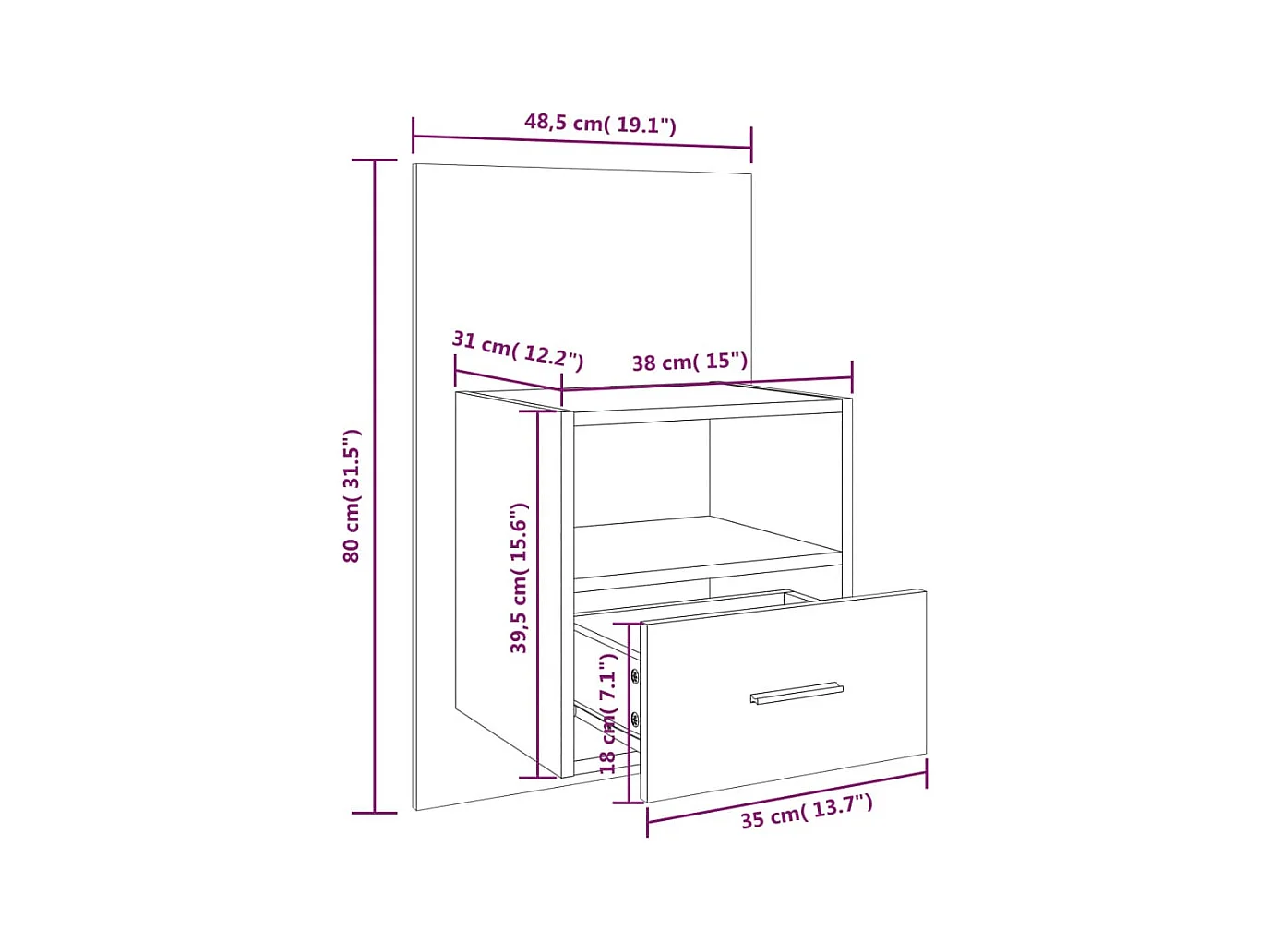 Bella Marie  Tables de chevet murales 2 pcs Chêne fumé