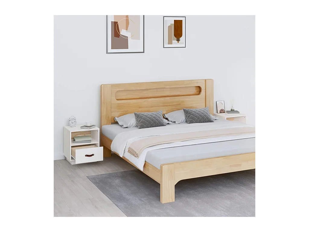 Lydar  Tables de chevet 2 pcs Blanc 40x34x45 cm Bois de pin massif