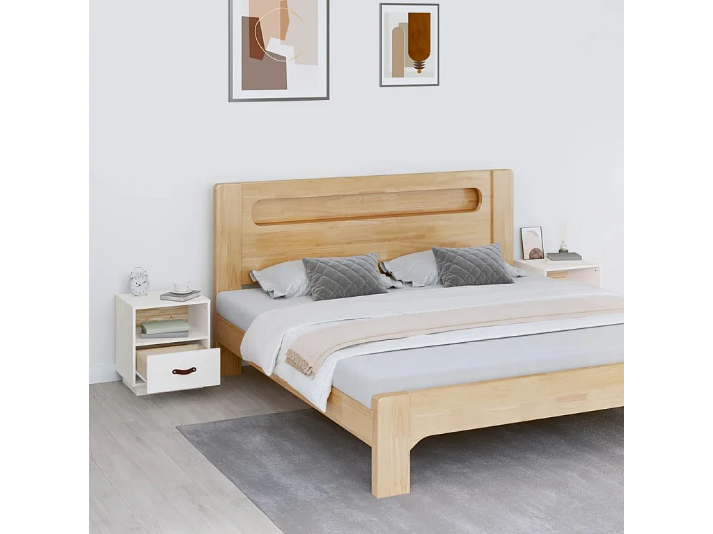 Lydar  Tables de chevet 2 pcs Blanc 40x34x45 cm Bois de pin massif