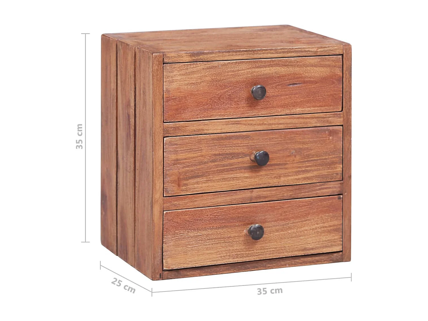 Garden Furniture -  Table de chevet avec 3 tiroirs 35x25x35 cm bois d'acajou massif