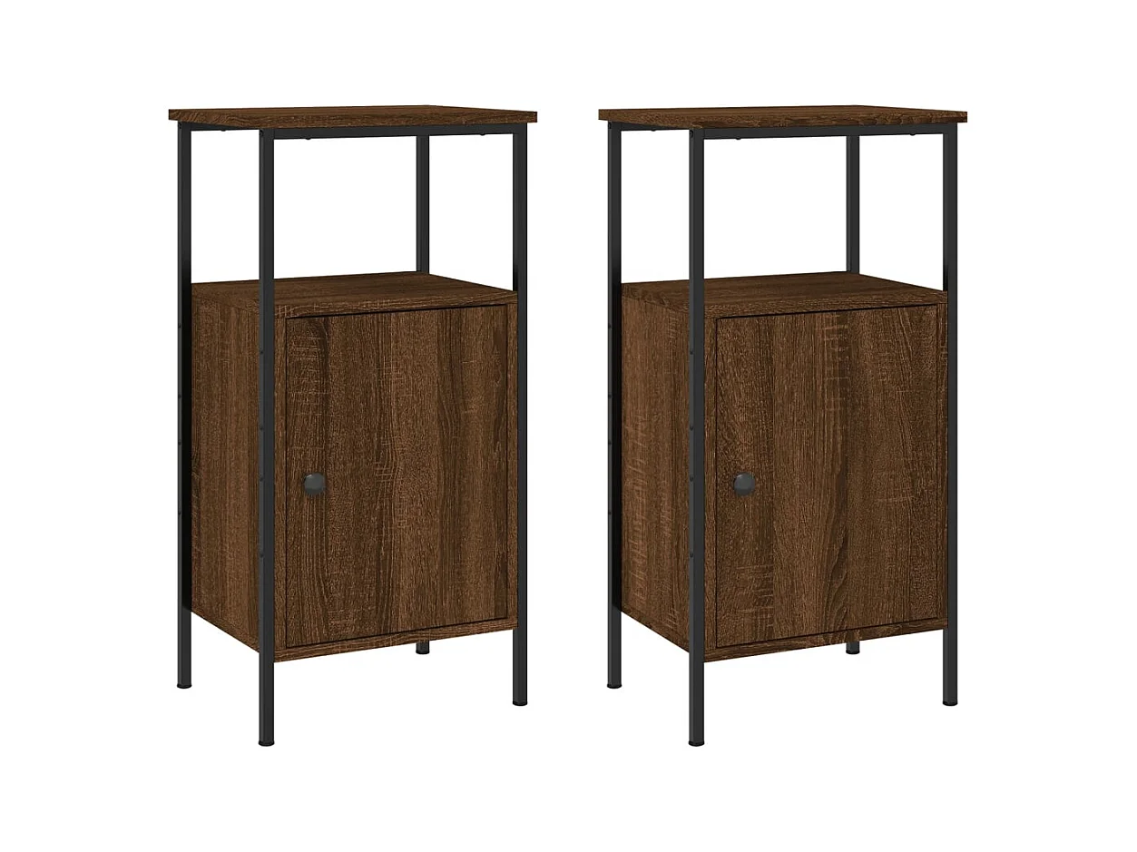 Wellford  Tables de chevet 2 pcs chêne marron 41x31x80 cm bois ingénierie