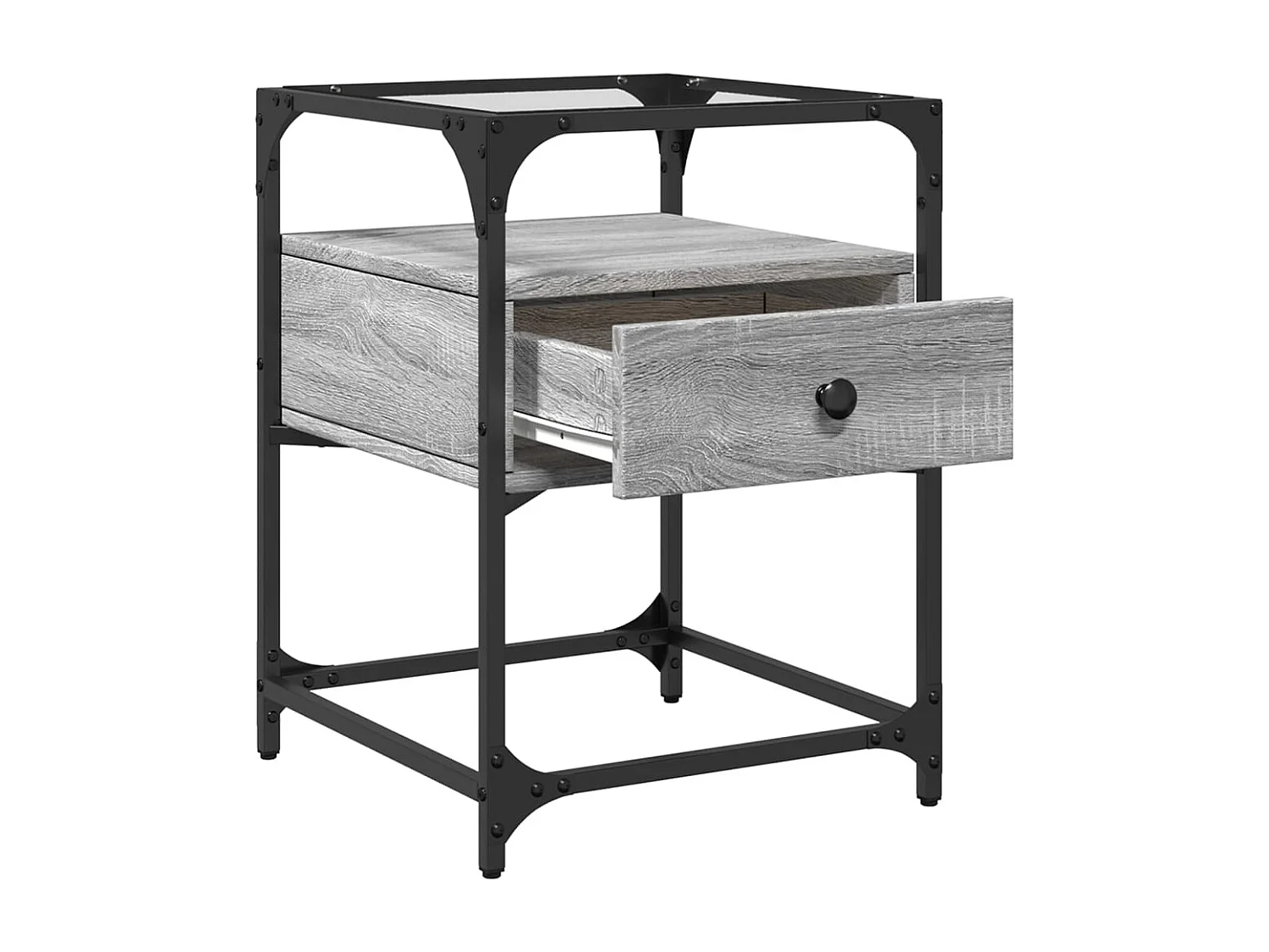 Kirsi  Table de chevet sonoma gris 40x40x55 cm bois d’ingénierie