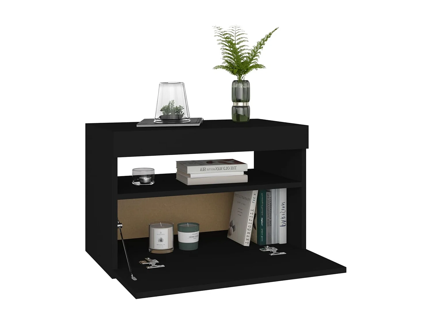 Beeville  Comodini con Luci LED Neri 60x35x40 cm in Legno Multistrato