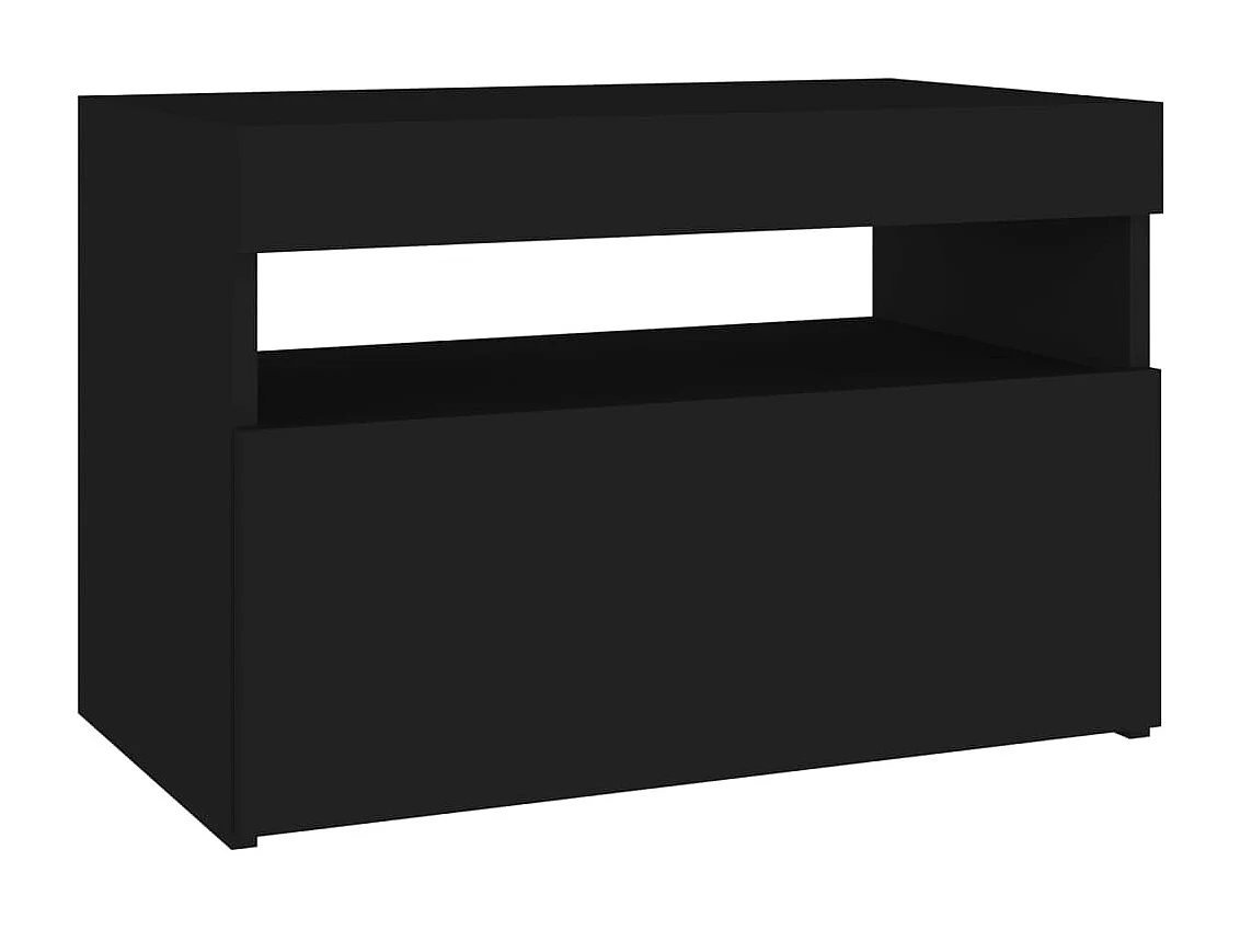 Beeville  Comodini con Luci LED Neri 60x35x40 cm in Legno Multistrato