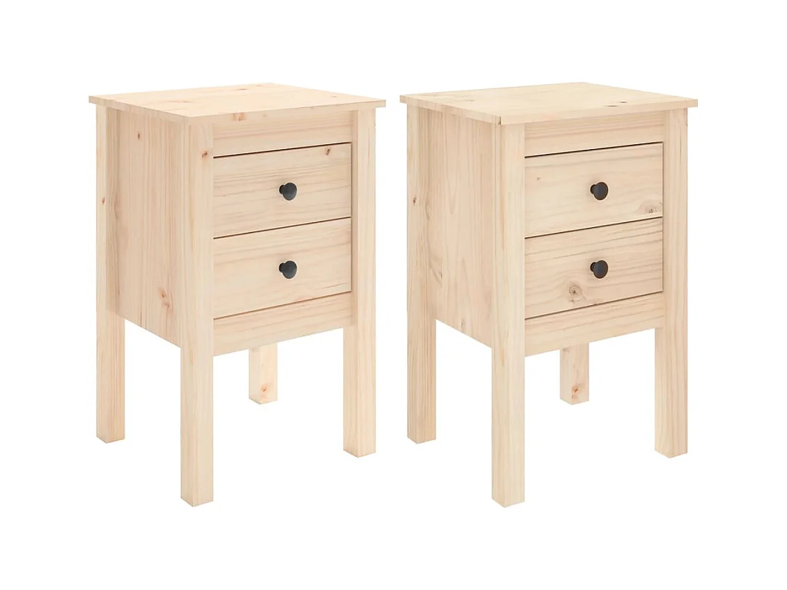 Kettering  Comodini 2 pz 40x35x61,5 cm in Legno Massello di Pino