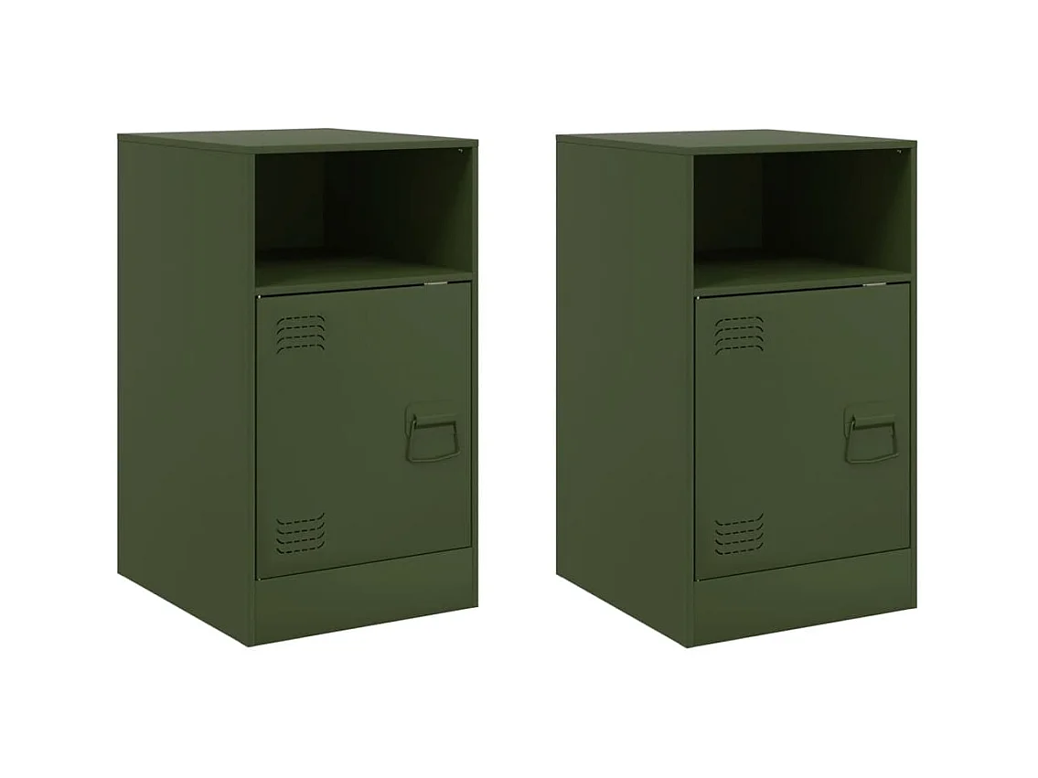 Chasity  Tables de chevet 2 pcs vert olive 34,5x39x62 cm acier