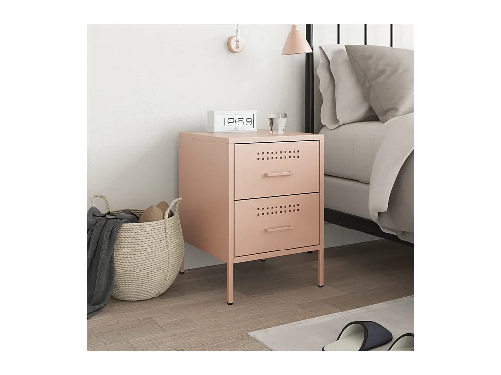 Lucille  Table de chevet rose 36x39x50,5 cm acier