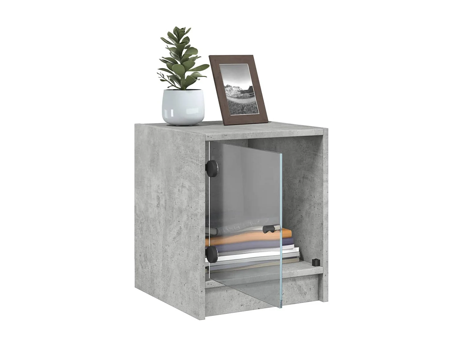 Butte  Tables de chevet et portes vitrées 2 pcs gris béton 35x37x42 cm