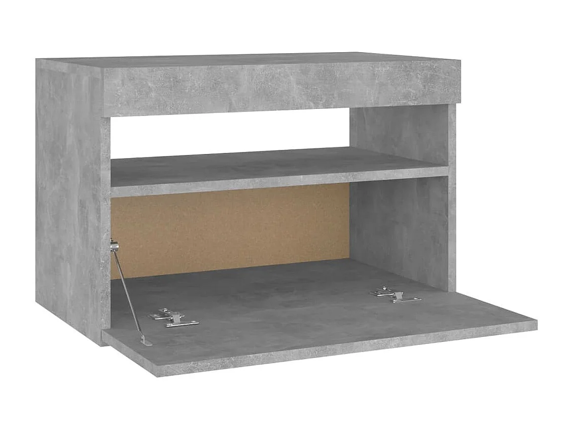 Beeville  Table de chevet avec lumières LED gris béton 60x35x40 cm
