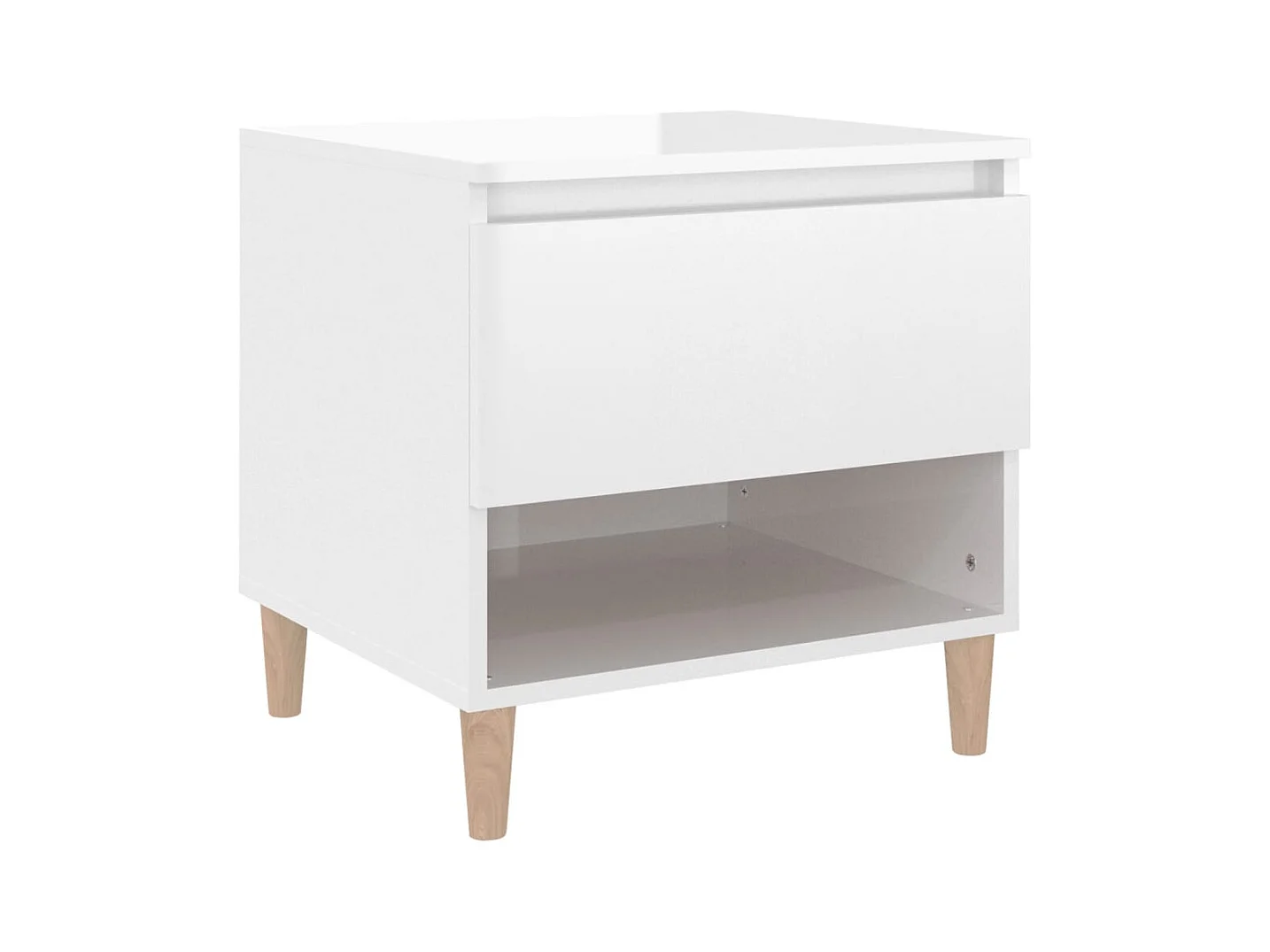 Galorn  Table de chevet Blanc brillant 50x46x50 cm Bois d’ingénierie