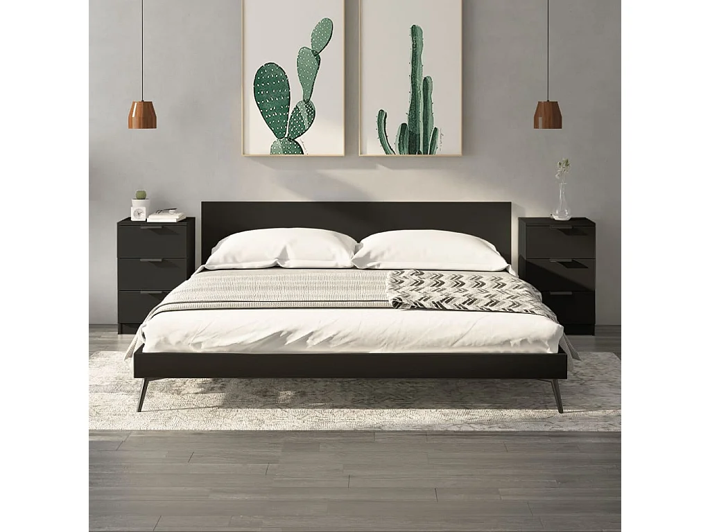 Tucson  Tables de chevet 2 pcs noir 40x36x65 cm